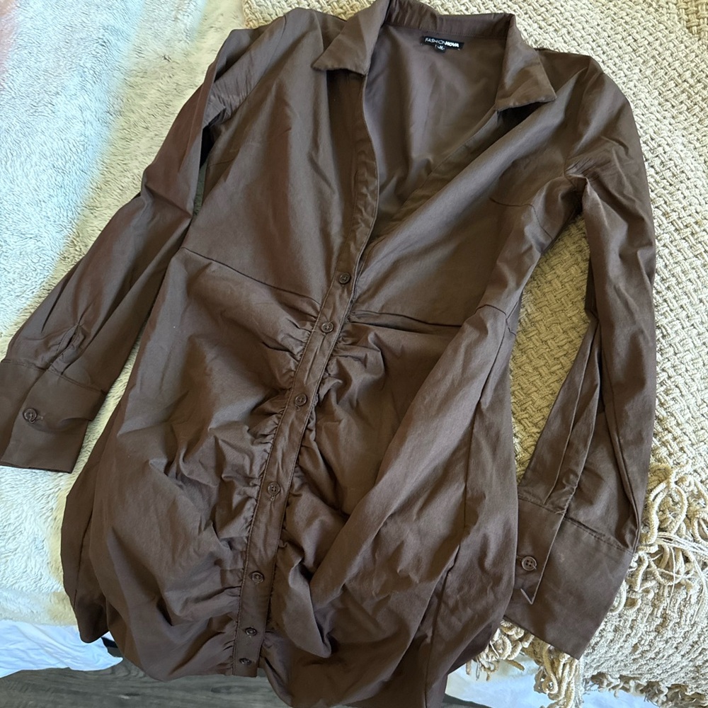 Brown Women's Button-Up Dress